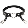 thumbnail image 3 of Minnieouse Mujeres Sexy elástico cuero pierna anillo liguero Punk corazón remache muslo anillo Punk Goth cuero arnés ajustable Ropa, zapatos y accesorios Miscelánea negro 30-50cm Minnieouse AP00216-01B, 3 of 6