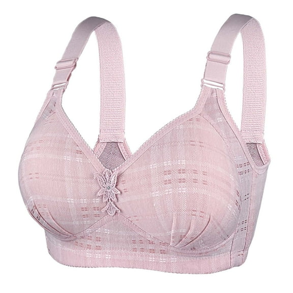 Mrat Bras for Women Wireless Women's Plus Size Bracasual Lace Front Button Shaping Cup Shoulder Strap Underwire Bra Plus Size Wire-Free Back Bra 7 Pink M