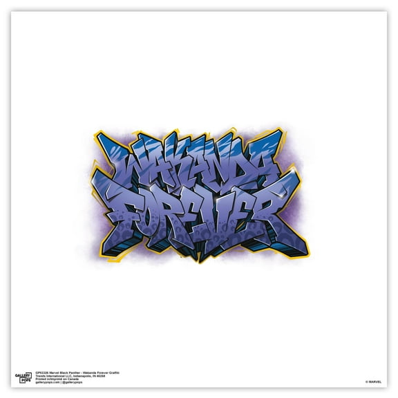 Gallery Pops Marvel Black Panther - Wakanda Forever Graffiti Wall Art, Unframed Version, 12" x 12"
