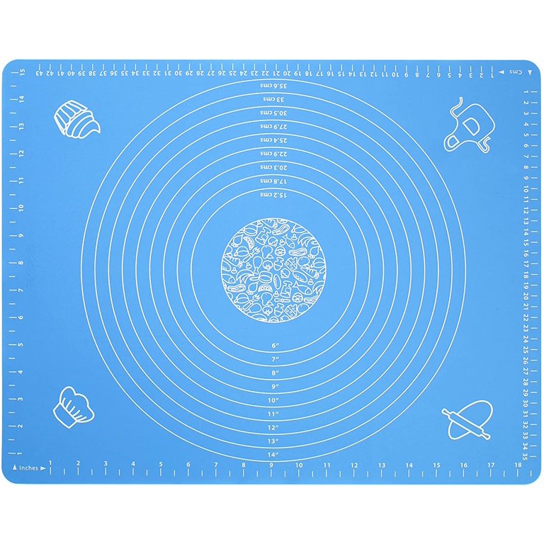 Silicone Baking Mat for Pastry Rolling Dough with Measurements - 19.7 x  15.7 Non stick and Non Slip Blue Table Sheet Baking Supplies for Bake  Pizza