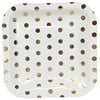 Just Artifacts Square Party Paper Plates (7.25in 12pcs) Metallic Gold Polka Dot