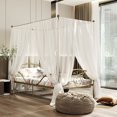 thumbnail image 3 of Costway Twin Size Metal Canopy Bed Frame 4 Poster Steel Slats Headboard Footboard Gold, 3 of 9