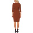 thumbnail image 3 of INSPIRE CHIC Robe Vintage pour Femme Manches 3/4 Robe Fourreau pour le Travail L Caramel Foncé, 3 of 6