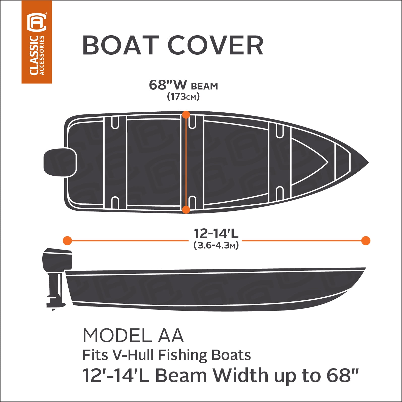 Classic Accessories StormPro Heavy-Duty Boat Cover, Fits boats 14 ft - 16  ft long x 75 in wide 