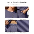 thumbnail image 6 of ValueVibe 2 Piece Lounge Sets for Women Short Sleeve Shorts Outfit Sets Crew Neck Casual Ribbed Pajama Sets with Pockets, Navy L, 6 of 8