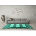 thumbnail image 3 of Ahgly Company Machine Washable Indoor Square Abstract Turquoise Blue Contemporary Area Rugs, 3' Square, 3 of 4
