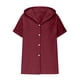 thumbnail image 4 of Camisa corta con solapa y botones para mujer, manga corta, color liso, top informal de playa con bolsillo, ligera y transpirable, 4 of 6