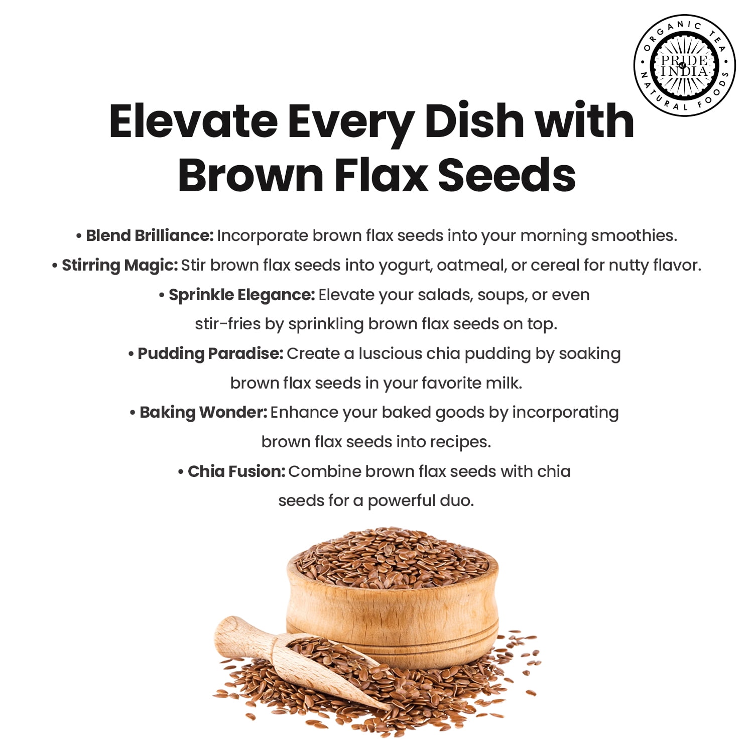 Pride of India Whole Brown Flax Seeds, 1.25 lbs