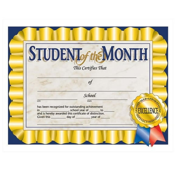 Hayes Student Of The Month, 8.5 x 11 in. - 30 Per Pack Certificates - Pack of 3