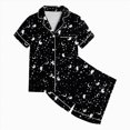 thumbnail image 5 of Cdudpw Halloween Pajamas Toddler Girl Print Halloween Pajama Set Short Sleeve Button Down Shirt Fall 2 Piece Outfits(A017-Black), 5 of 5