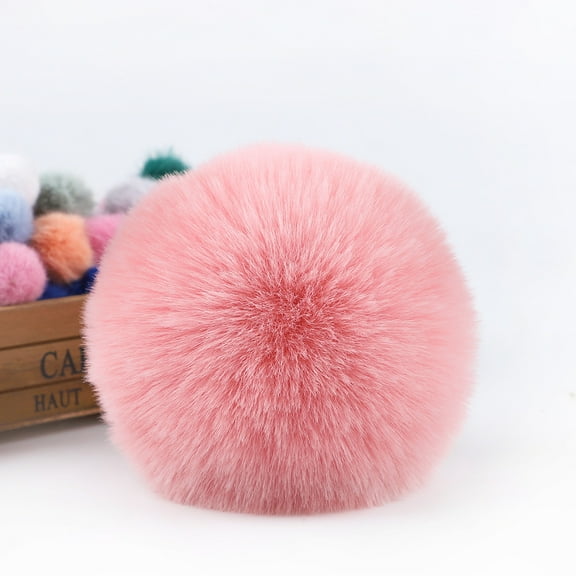 XmhyTop-A 10 Pcs Faux Fur Pom Pom Fluffy Balls,with Tiny Cord for Hat Shoes Hair Pins Earrings Necklace Accessories,3.9inch,Pink