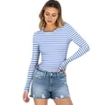 thumbnail image 3 of Bbyeadc Long Sleeve Base Layers for Women Round Neck Basic Tops Ribbed Knit Slim Fit Lightweight Base Layers Casual Spring Outfits,Light Blue(S), 3 of 5