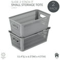 thumbnail image 2 of Simplify 4 Pack Slide 2 Stack It Plastic Small Storage Baskets in Grey, 2 of 8