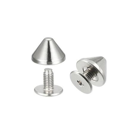

9x6mm Screw Back Rivets Solid Leather Studs Silver Tone 20 Sets