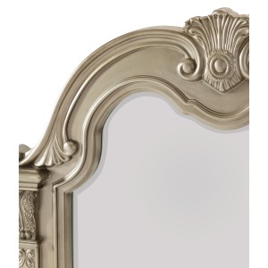 "Silver Finish Mirror Frame with Egg and Dart Base Moldings, Bead Molding, and Acanthus Leaf Carvings"