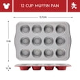 thumbnail image 4 of Farberware Disney Bake with Mickey Mouse 12 Cup Nonstick Muffin Pan / Cupcake Pan, Dishwasher Safe and Oven Safe to 450°F, Red, 4 of 13