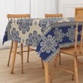 thumbnail image 5 of RisChhery Blue Vintage Rectangle Tablecloth,Waterproof Stain Resistant Table Cover For Dining Decor,60x102 inch, 5 of 6