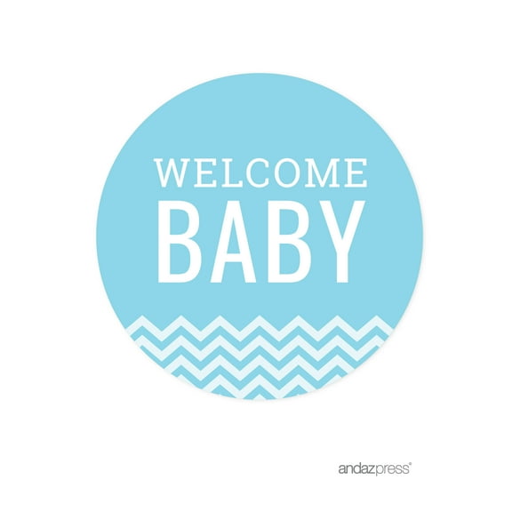 Baby Blue Chevron Cupcake Topper DIY Party Favors Kit, 20-Pack