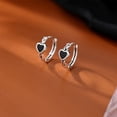 thumbnail image 6 of Black Heart Huggie Hoop Earrings for Women Cartilage 925 Sterling Silver Small Heart Hoops Earring, 6 of 6