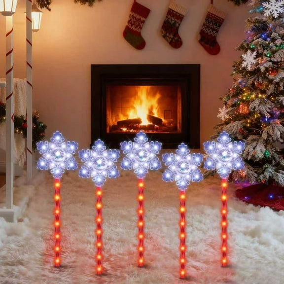 3PCS Snowflake Christmas Pathway Lights Outdoor | 23-Inch Stake Marker Lights | 16 Lighting Modes | Energy-Saving LEDs | Waterproof for Yard, Patio, Walkway, Driveway
