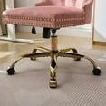 thumbnail image 5 of Velvet Office Chair with Golden Base, Modern Upholstered Tufted Button Desk Chair, Adjustable Swivel Home Office Chair with Metal Frame, Pink, 5 of 14