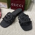 thumbnail image 1 of Gu-cci Black Sandals with Interlocking G Logo, 1 of 5