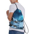 thumbnail image 3 of Drawstring Backpack - Cottage Snow Northern Lights Splash Proof Small Drawstring Gym Bag for Women Men, Cinch Sports String Bag Backpack for Travel Swimming Beach, 3 of 8