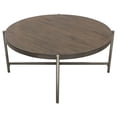 thumbnail image 3 of Atwood 40" Round Cocktail Table w/ Grey Oak Veneer Top  Brushed Silver Metal Base by Diamond Sofa, 3 of 5