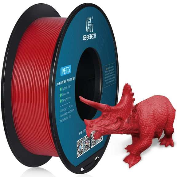 GEEETECH Red PETG 3D Printer Filament 1.75mm, Dimensional Accuracy  /-0.03mm, 1kg (2.2lbs) , 1080 Feet （330m）per Roll, Vacuum Packaging, Toughness Enhanced, Fit for Most 3D FDM Printer
