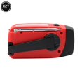 thumbnail image 4 of radio Manivelle avec Cellules Solaires, Lampe de Poche et Banque d'Alimentation Rouge, 4 of 5