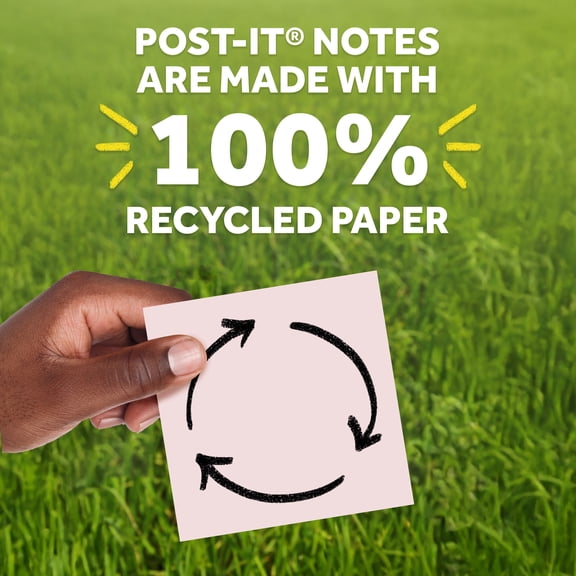 Post-it Greener Notes, 4 in x 6 in, Sweet Sprinkles Collection, Lined, 5 Pads