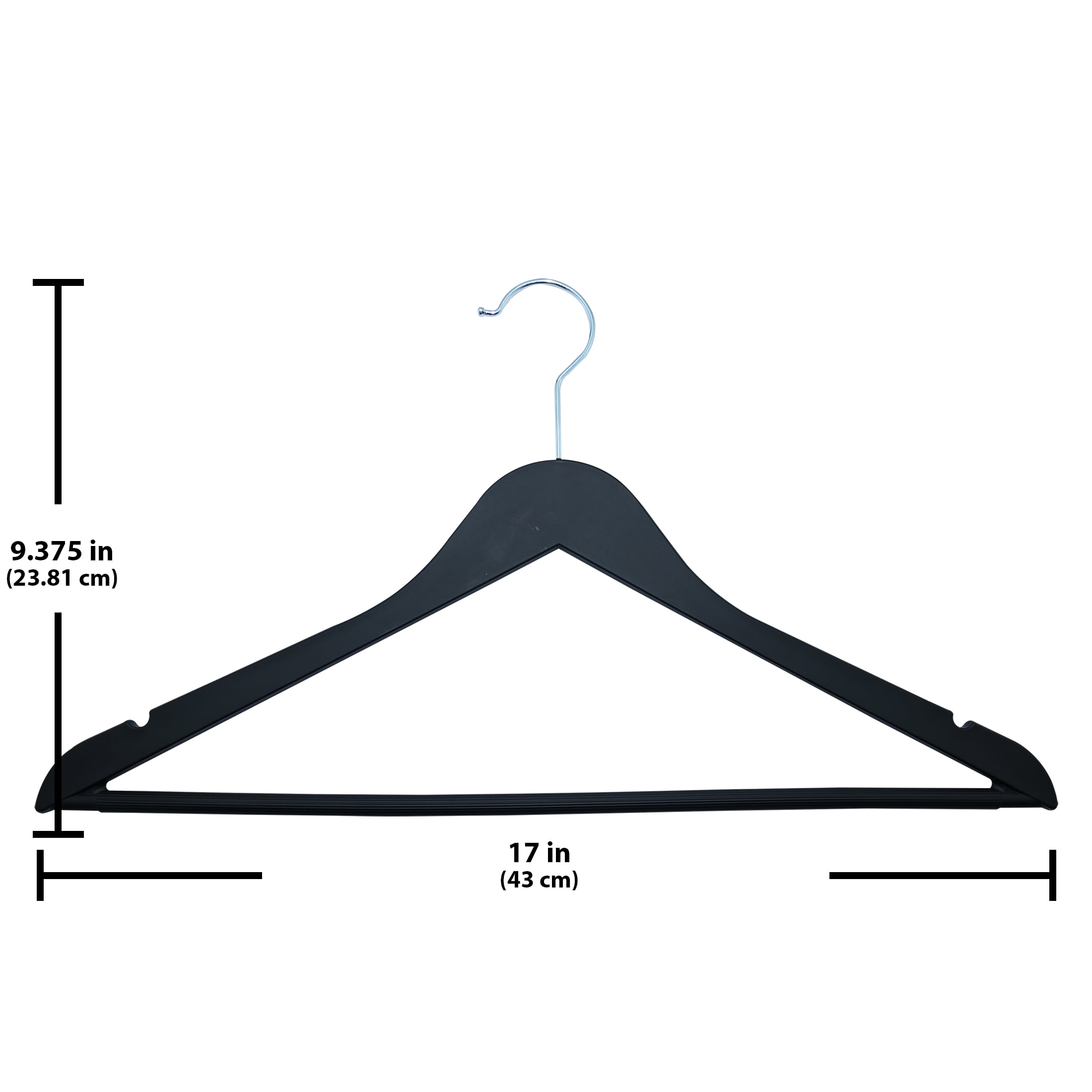 Better Homes & Garden Non-Slip Adult Hangers for Any Clothing Type, Rubber, Rich Black 5 Count