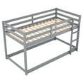 thumbnail image 5 of Gzxs Twin over Twin Wooden Floor Bunk Bed with Ladder, Gray, 5 of 9