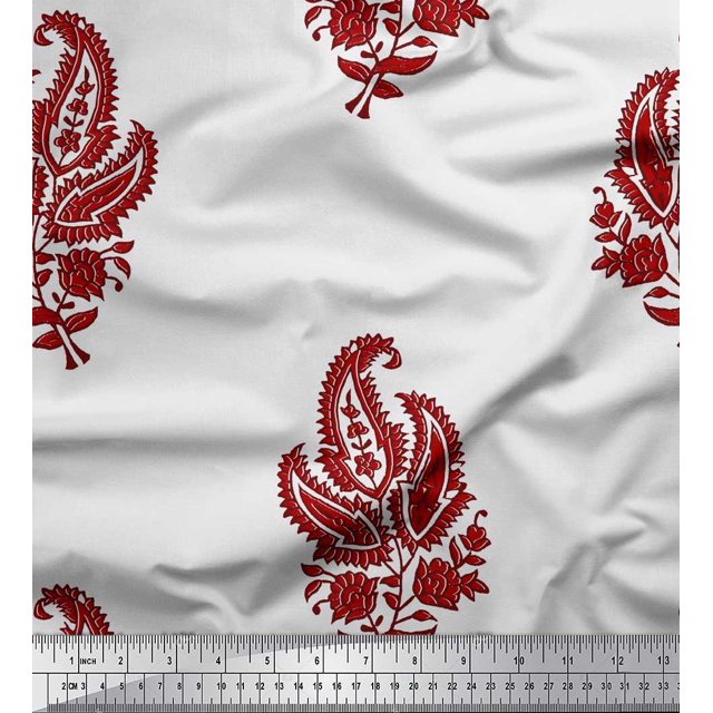 Soimoi Tissu Poly Georgette Floral & Paisley Imprimé Bloc au Mètre 52 Pouces de Large
