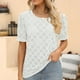 thumbnail image 2 of Blusa informal de verano con cuello redondo y estampado de jacquard calado para fiestas, talla M, elegante blusa blanca para mujer, 2 of 6