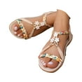 thumbnail image 3 of Fukaraa Summer 2025 Sandals Women Rhinestone Bohemian Flat Elastic Ankle Beach Wedding Shoes, 3 of 9