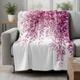 thumbnail image 2 of Pink Eucalyptus Blanket Soft Cozy Warm Throw Blanket for Couch, Plush Fuzzy Flannel Fleece Blankets for Sofa, Watercolor Spring Plant Leaves Branch Bed Blankets Lightweight Gifts for Women, 50"x80", 2 of 9