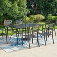 thumbnail image 2 of MF Studio 8-Piece Outdoor Dining Set with 13 ft Double-Sided Umbrella, Metal Table & Stack-able Chairs for 6-Person, Black & Orange Red, 2 of 19