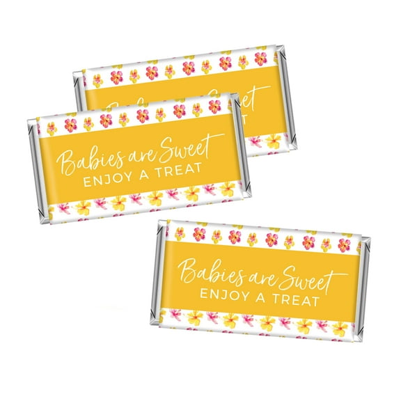 Tropical Floral Garden Party Baby Shower, Hershey Bar Labels, Babies are Sweet, Enjoy a Treat, 10-pack
