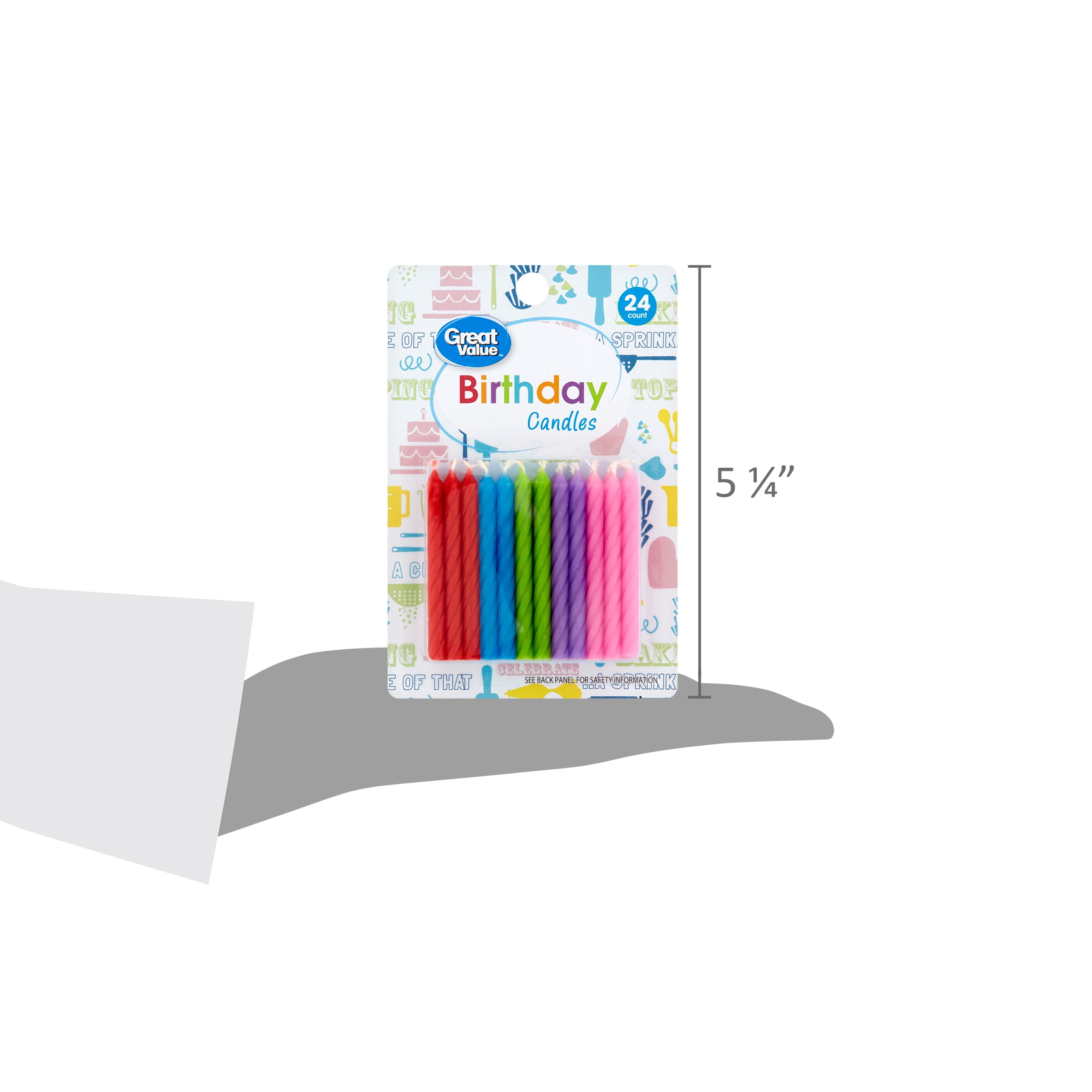 (12 pack) Great Value Celebration Multi-Color Special Occasion Spiral Birthday Candles, 4.44 inch, 24 Count