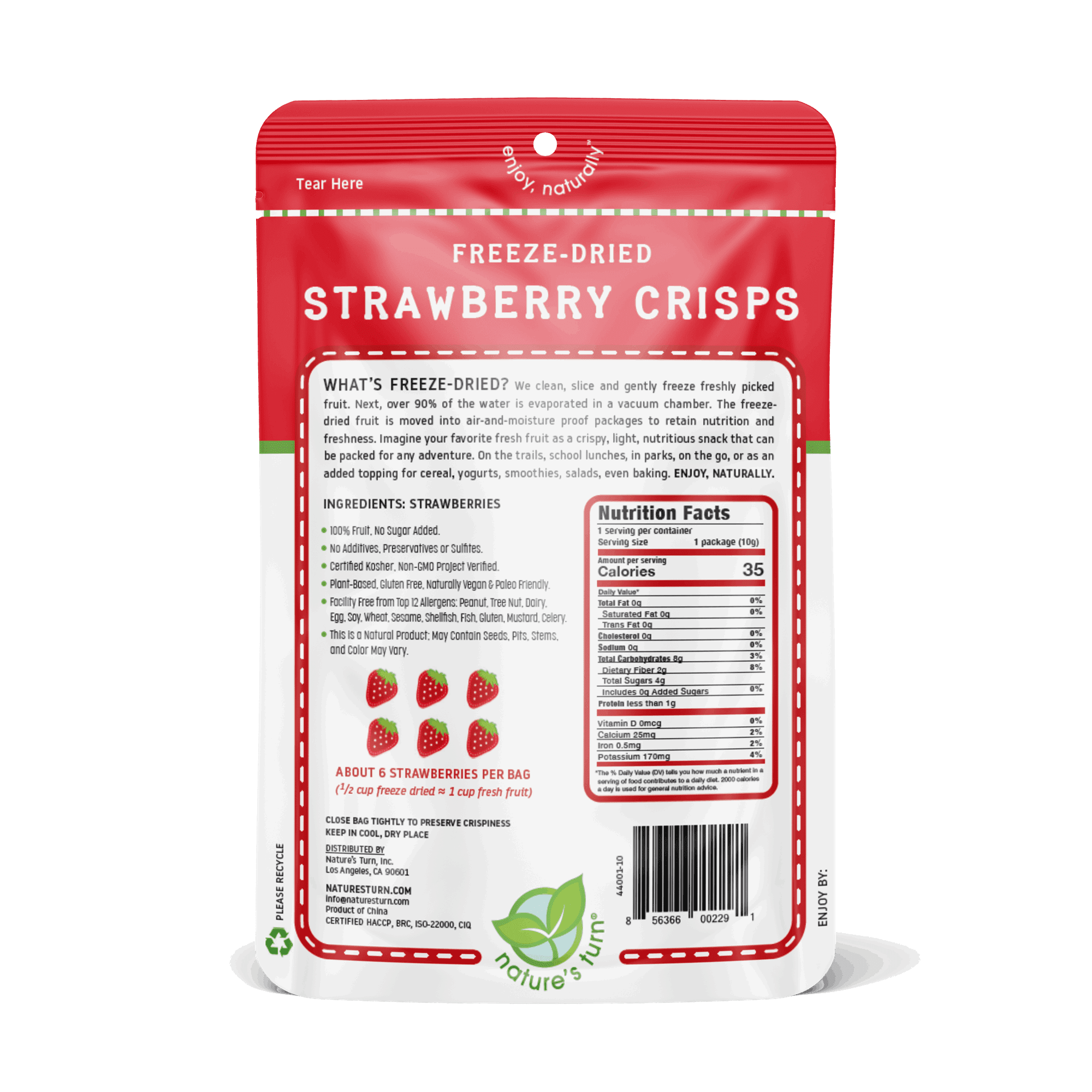 Nature’s Turn Freeze-Dried Fruit Crisps Variety Pack, No Added Sugar, Healthy Natural Fruit Crisp Snack for School Lunches, Lunchbox Snack Variety Bags of 30 (0.35 oz Each)