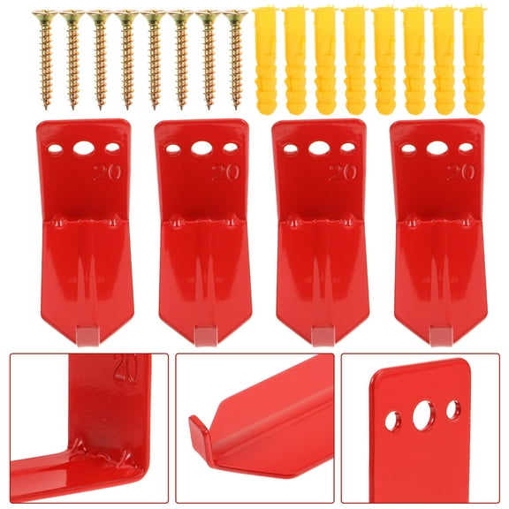 WHAMVOX Red Metal Fire Extinguisher Mount Heavy Duty Wall Bracket Easy Installation for Hanging Items 4pcs