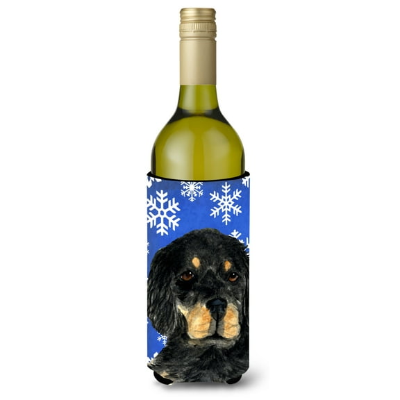 Gordon Setter Winter Snowflakes Holiday Wine Bottle Hugger