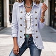 thumbnail image 2 of Cmtiyu Ruffled Trim Jackets for Women Long Sleeve Laple Double Button Plaid Jacket Casual Fall Outerwear Jacket Tops S-3XL, 2 of 10