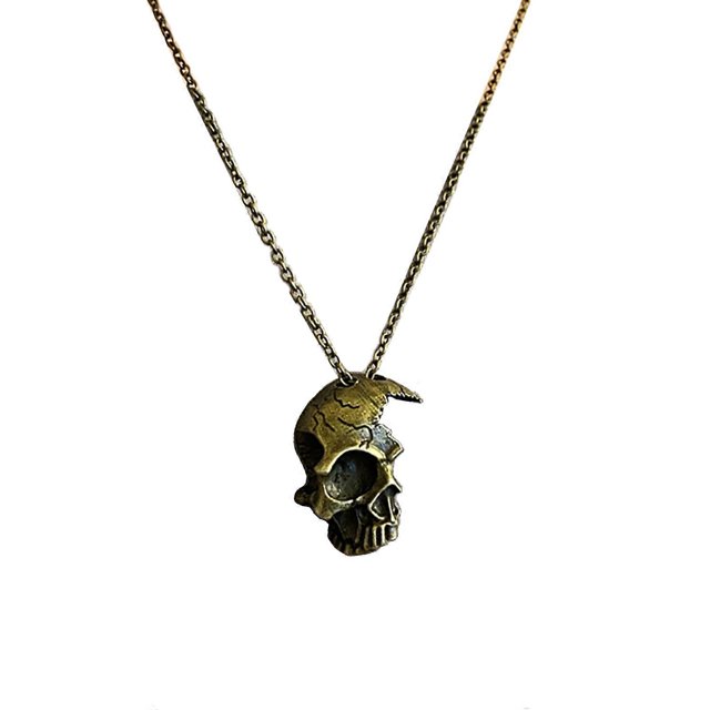 Gargantilla gótica punk de metal con colgante de medio esqueleto, collar de cadena, joyería de regalo