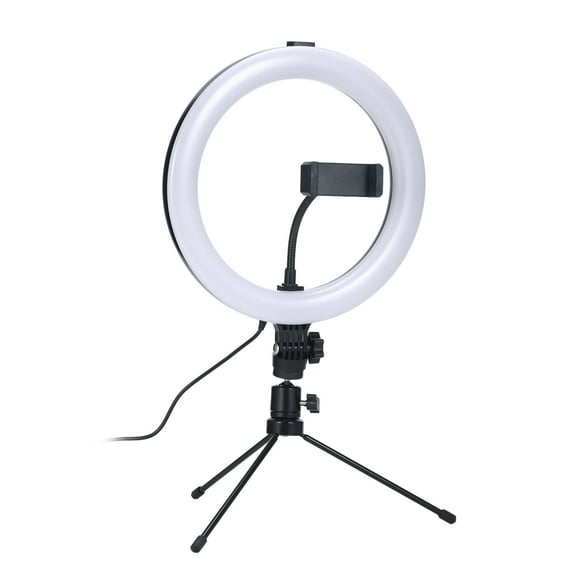 10 inch Ring Light with Stand Tripod LED Make-up Lamp Phone Holder with BT Remote Control USB Powered Dimmable Photography Lamp for Selfie Camera Makeup Video Live Streaming