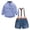 Blue, variant on WOLLED 2PCS Baby Boys Gentleman Outfit Newborn Toddler Formal Suit Long Sleeve Striped Dress Shirt Suspender Shorts Pants for 9M-5Y