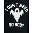 thumbnail image 4 of Halloween Crewneck Fleece Sweatshirt, Glow in the Dark Ghost I Don't Need No Body, Men's Sizes XS-3XL, 4 of 5