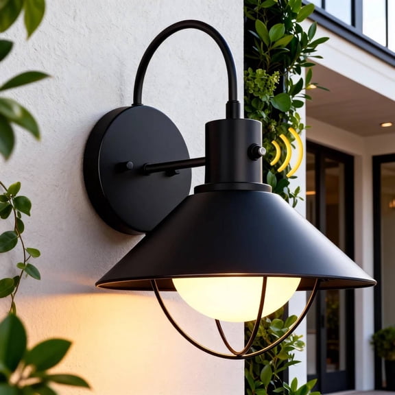 Outdoor Barn Wall Light Dusk to Dawn, 15" Metal Cage with White Glass, Weatherproof, ETL