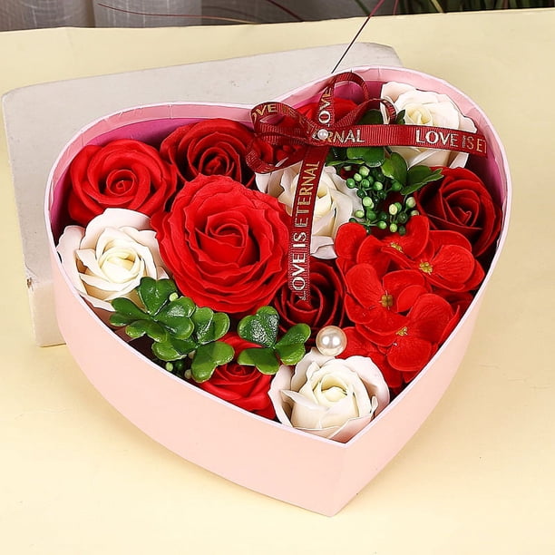 Caja de regalo creativa con forma de corazón de flor de jabón, regalo creativo de cumpleaños para San Valentín y Navidad para novia